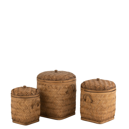 Opbergmanden Bamboe Naturel Set van 3 - Mand - J-Line - livinglovely.nl