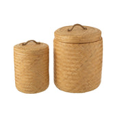 Opbermanden Rond Bamboe Naturel Set van 2 - Mand - J-Line - livinglovely.nl