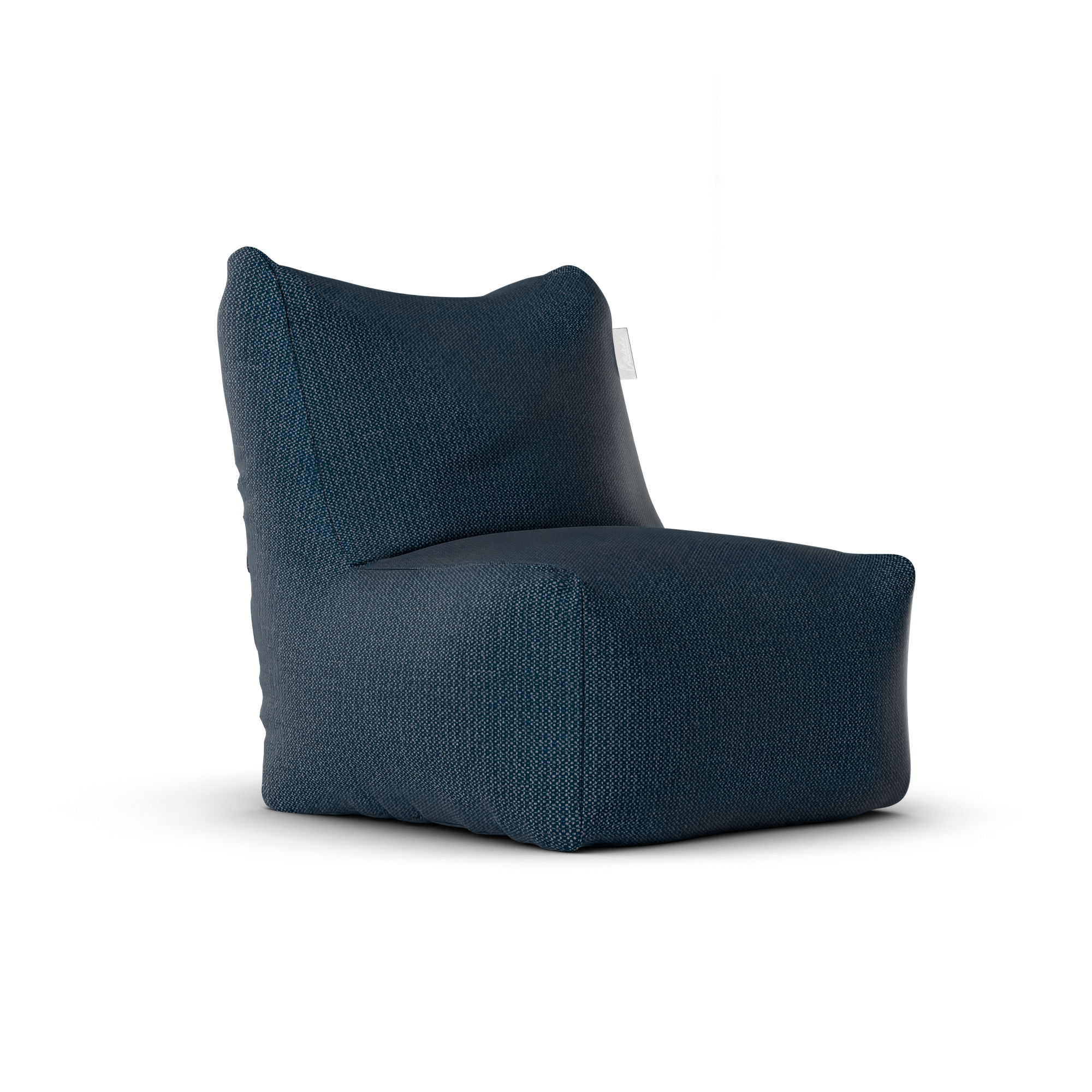 Original Junior Lounge Seat Marine van Laui Lounge, compacte marineblauwe loungestoel schuin van links voren
