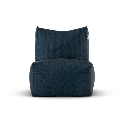 Marineblauwe Junior Lounge Seat van Laui Lounge van voren, met zitting van 68 bij 68 centimeter