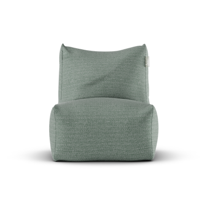 Zeegroene Junior Lounge Seat van Laui Lounge van voren, met zitting van 68 bij 68 centimeter