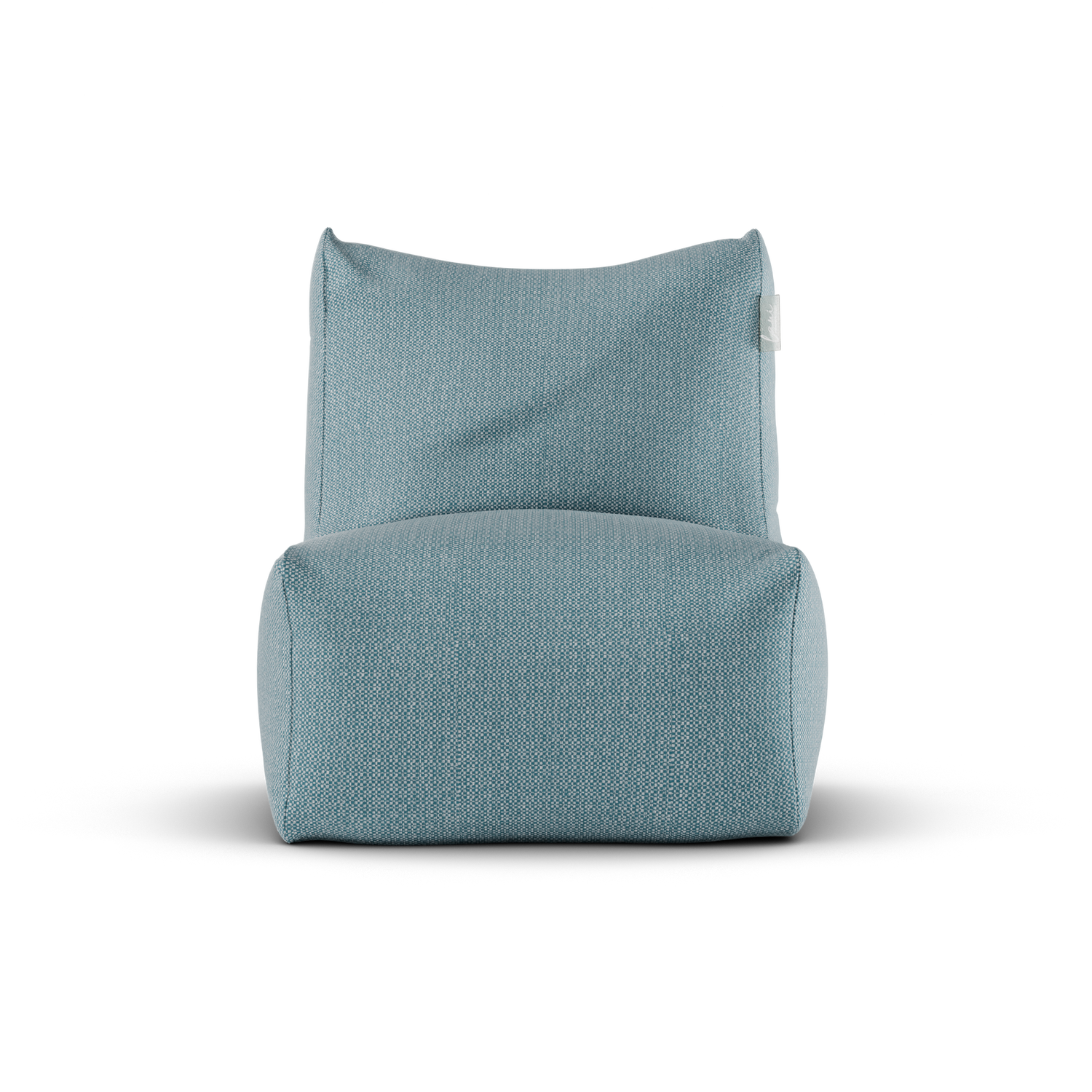Lichtblauwe Junior Lounge Seat van Laui Lounge van voren, met zitting van 68 bij 68 centimeter