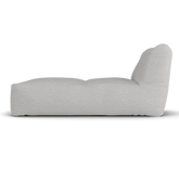 Laui Lounge loungestoel in ash grey van opzij, met zichtbare diepte van 150 centimeter