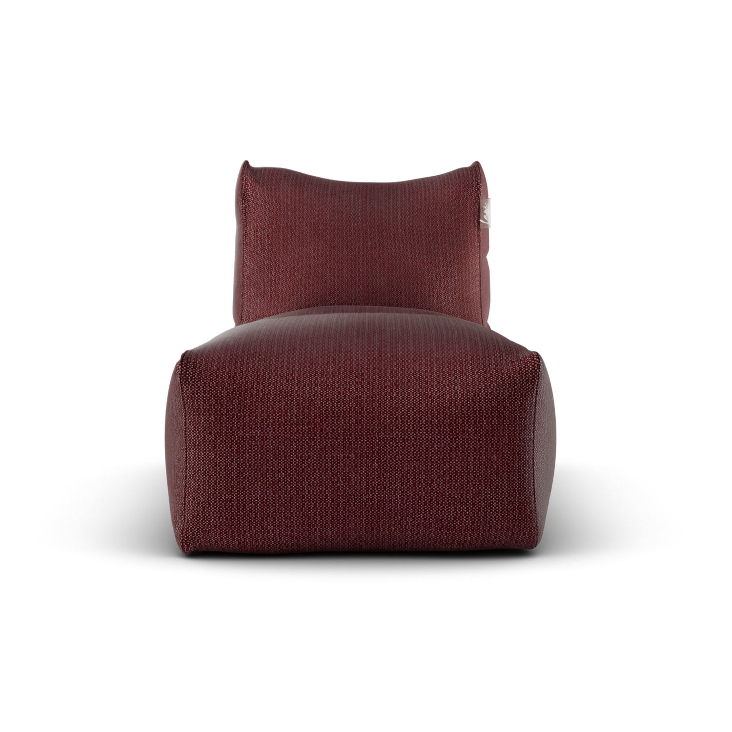 Laui Lounge loungestoel in burgundy van voren, met brede zitting van 68 centimeter