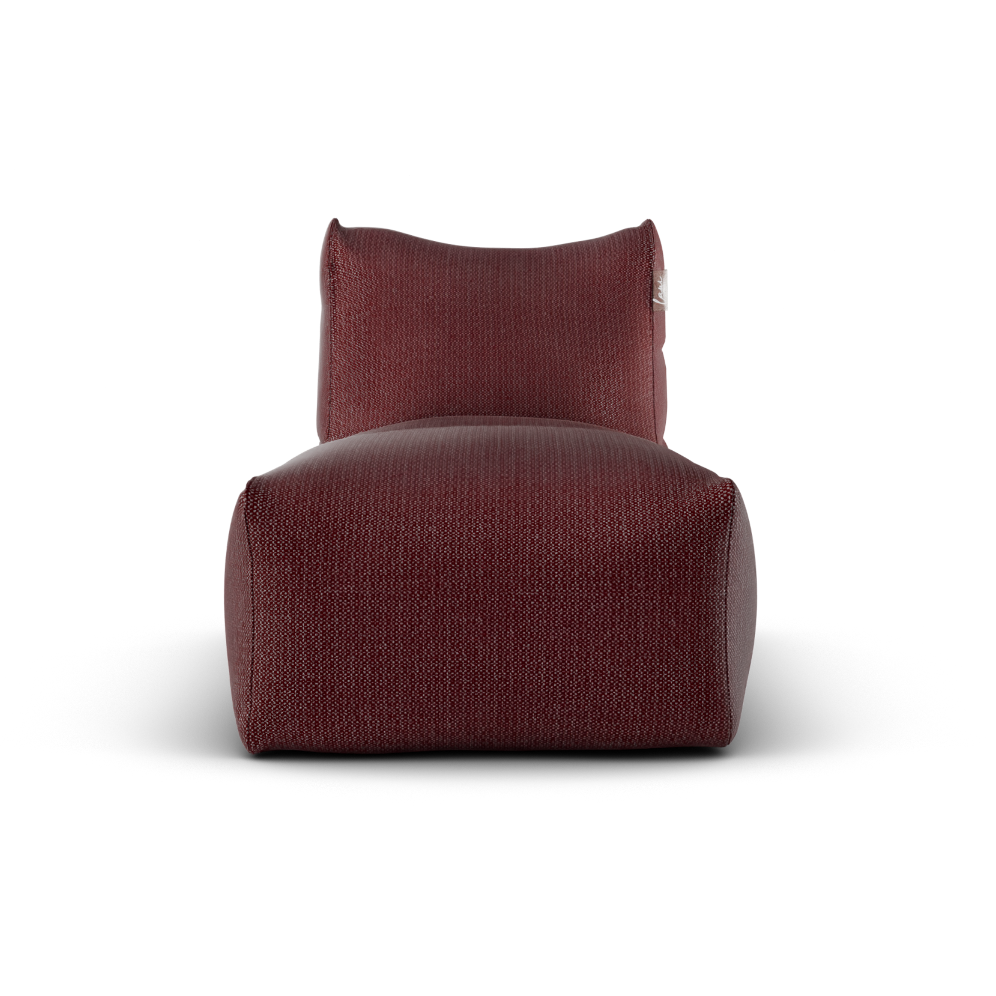 Laui Lounge loungestoel in burgundy van voren, met brede zitting van 68 centimeter