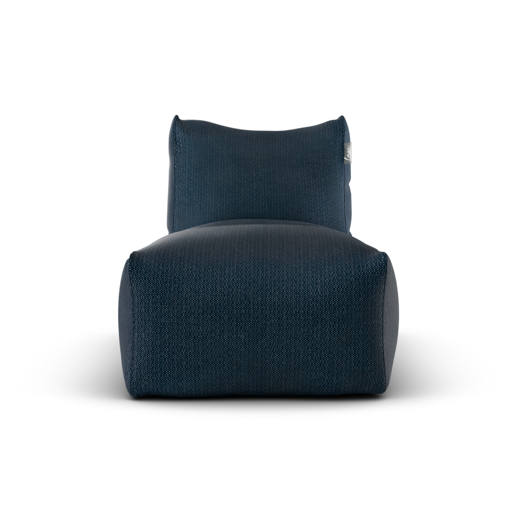 Laui Lounge loungestoel in marine van voren, met brede zitting van 68 centimeter