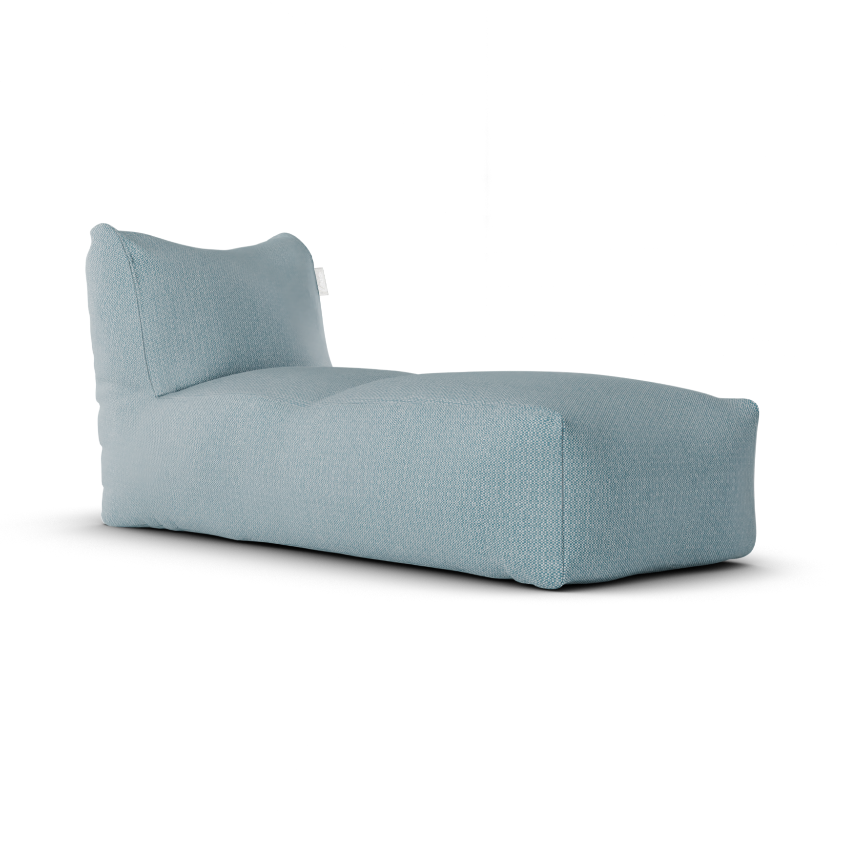 Original Long Chair Sky Blue van Laui Lounge, lichtblauwe loungestoel schuin van links voren