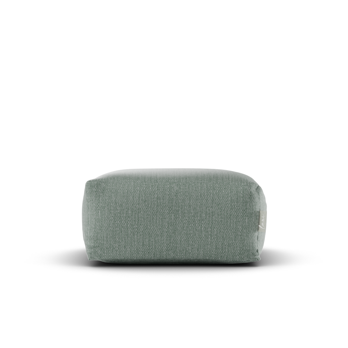 Vooraanzicht van de Original Square Pouf Sea Green, UV bestendige poef van Laui Lounge
