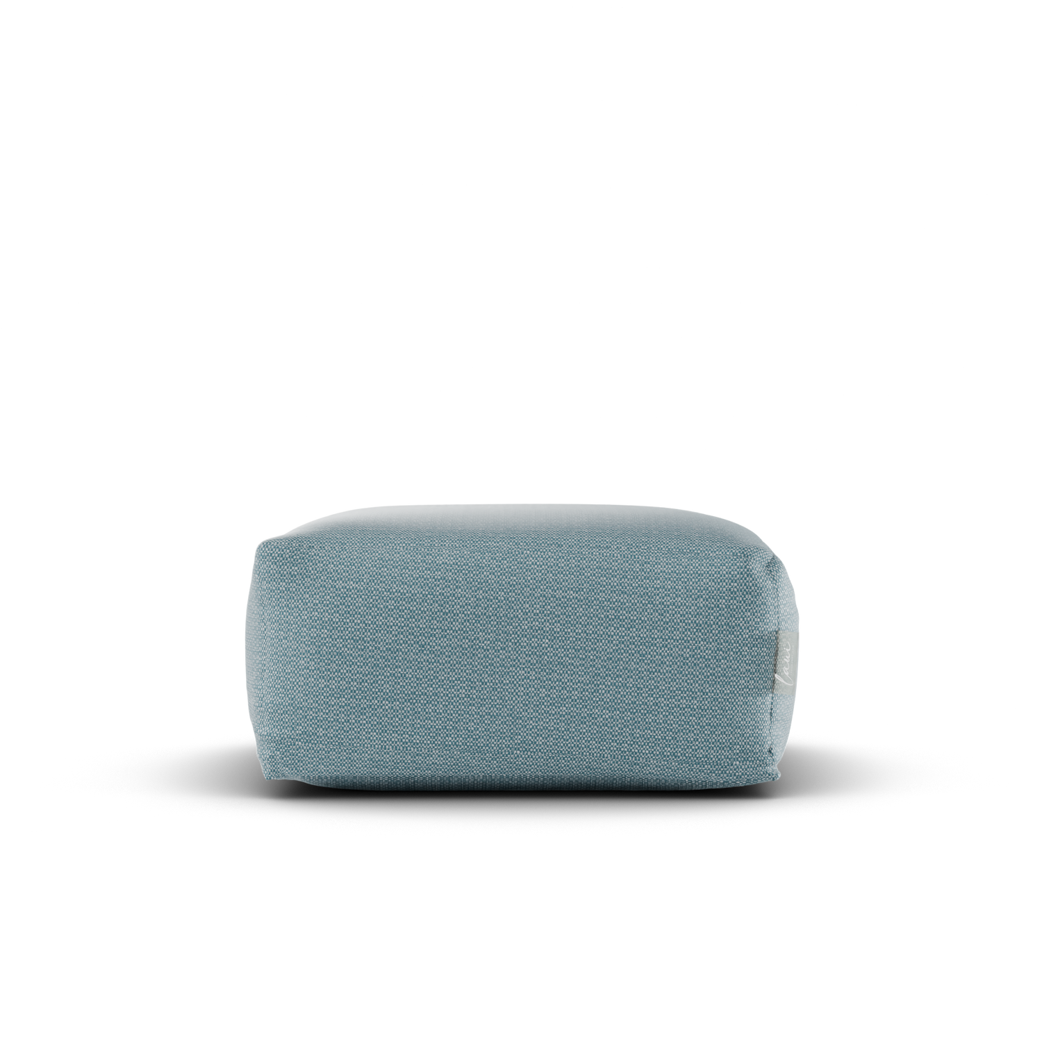 Vooraanzicht van de Original Square Pouf Sky Blue, waterafstotende poef van Laui Lounge