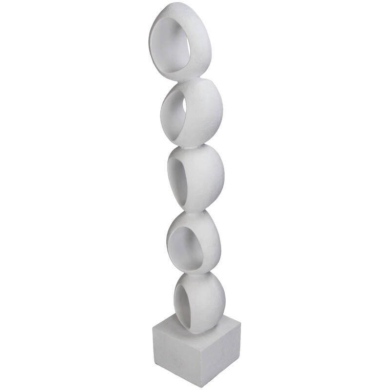 Ornament Ringen Polyresin Wit 11x11x61cm - Beeld - Living Lovely - livinglovely.nl