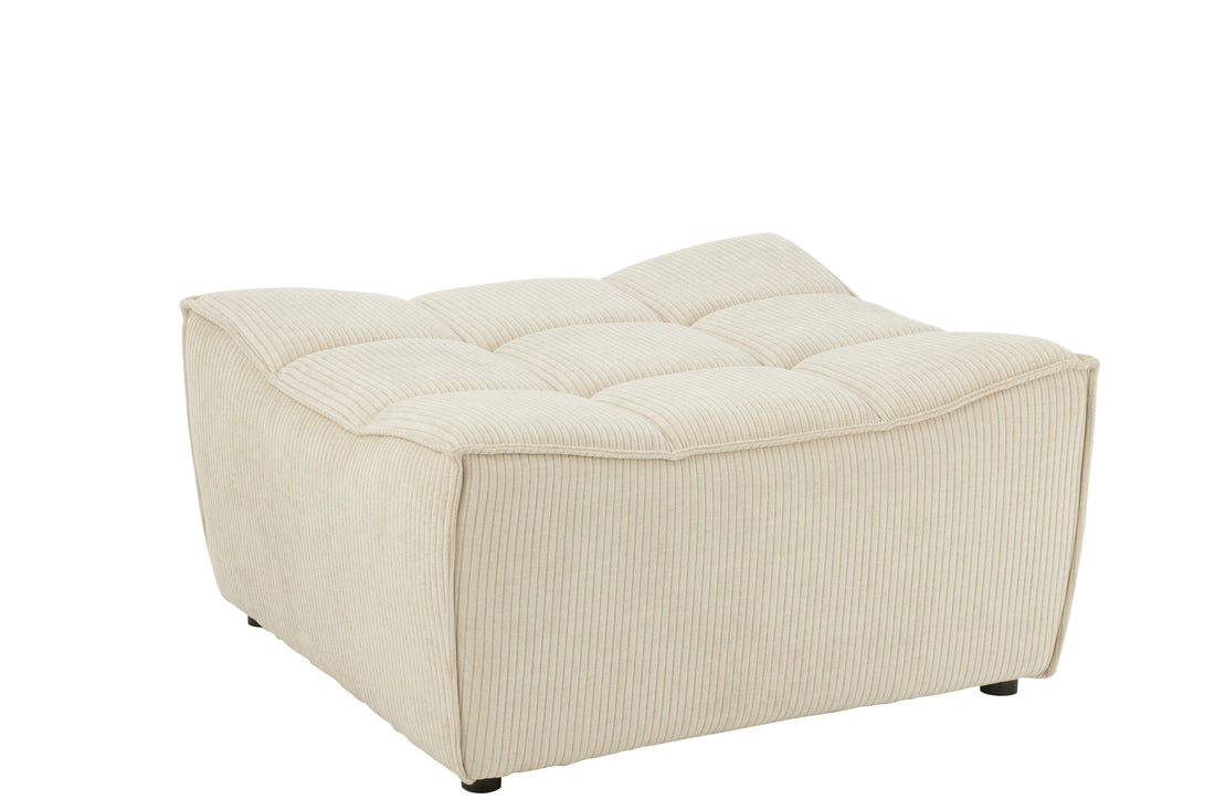 Ottoman Grid Poplar Wood/Foam Beige - - J-Line - livinglovely.nl