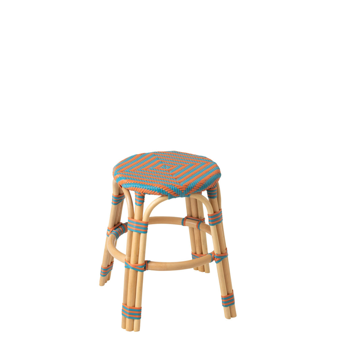 Outdoor Kruk Geo Rond Rotan Oranje/Turquoise J-Line