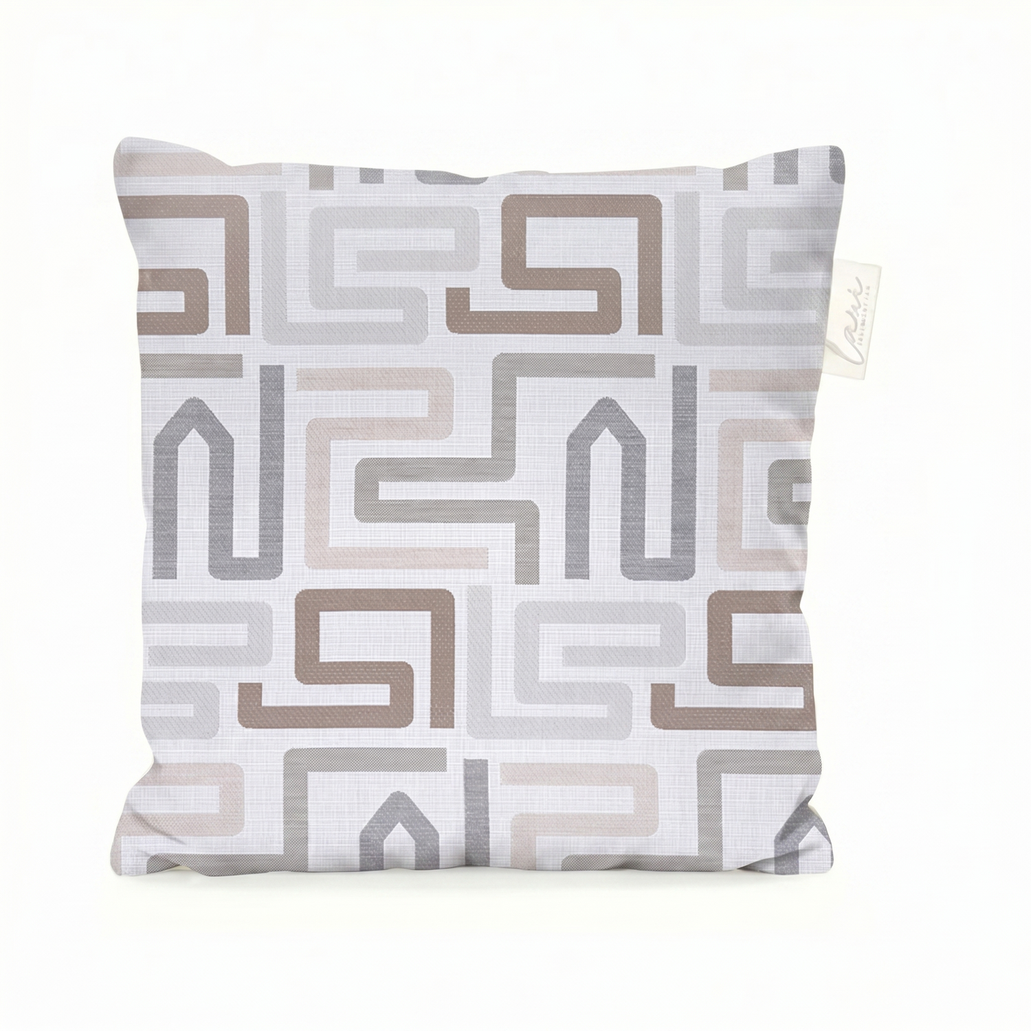 Laui Lounge outdoor kussen Maze Chiffon 50x50 cm met grafisch doolhofdessin in gebroken wit