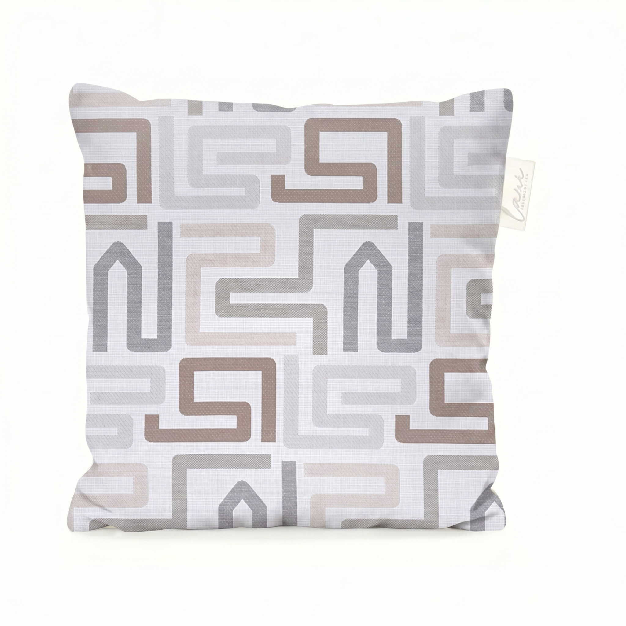 Laui Lounge outdoor kussen Maze Chiffon 50x50 cm met grafisch doolhofdessin in gebroken wit