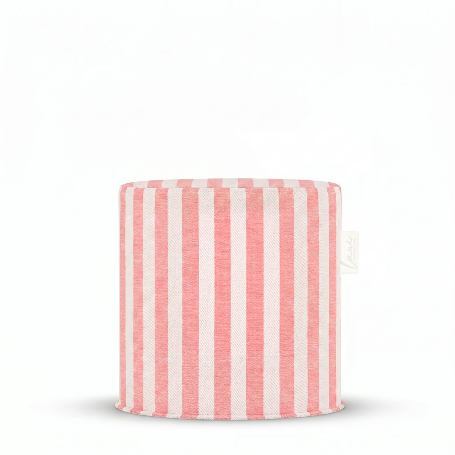 Laui Lounge Outdoor Pouf The Riviera Sorbet Ø44x46 cm met zacht roze streepdessin