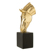 Paard Op Voet Magnesiumoxide Goudkleurig/Zwart Large J-Line - Beeld - J-Line - livinglovely.nl