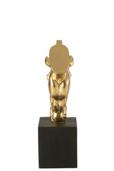 Paard Op Voet Polyresin Goudkleurig/Zwart Small J-Line - Beeld - J-Line - livinglovely.nl