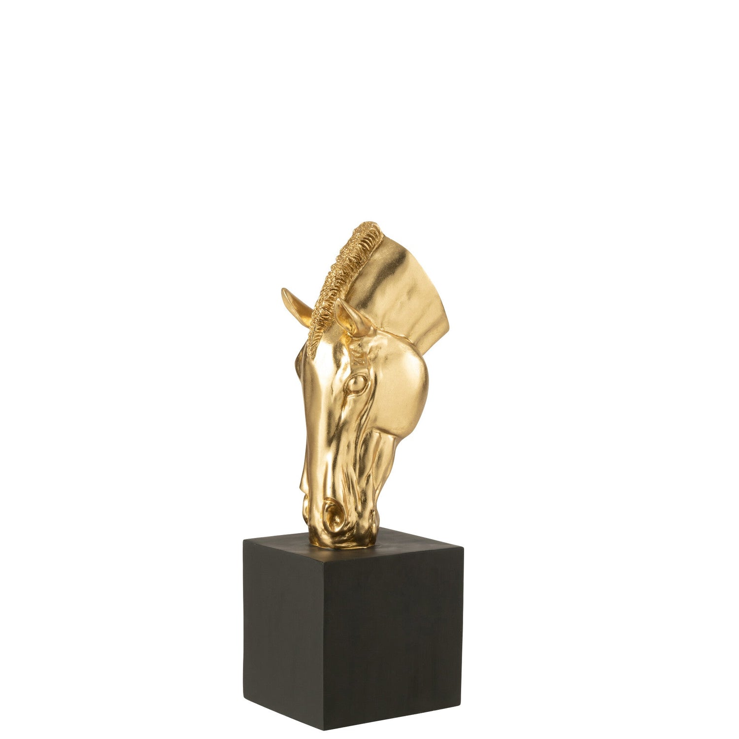 Paard Op Voet Polyresin Goudkleurig/Zwart Small J-Line - Beeld - J-Line - livinglovely.nl