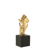 Paard Op Voet Polyresin Goudkleurig/Zwart Small J-Line - Beeld - J-Line - livinglovely.nl