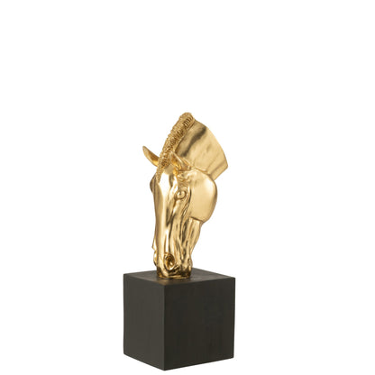 Paard Op Voet Polyresin Goudkleurig/Zwart Small J-Line - Beeld - J-Line - livinglovely.nl