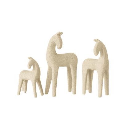Paarden Modern Resine Beige Set van 3 - Beeld - J-Line - livinglovely.nl