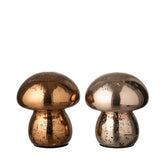 Paddenstoel Led Antiek Glas Bruin/Donkerbruin Set van 2 - Tafellamp - J-Line - livinglovely.nl