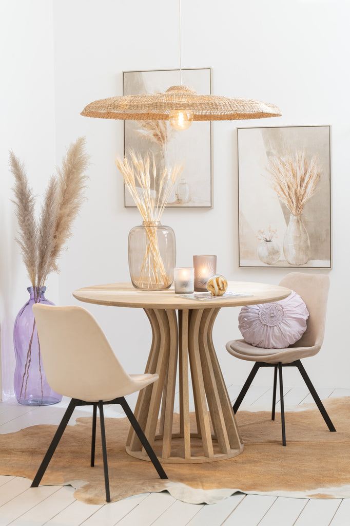 Painting Vase Pampas Canvas/Wood Beige Assortment Of 2 - Schilderij - J-Line - livinglovely.nl
