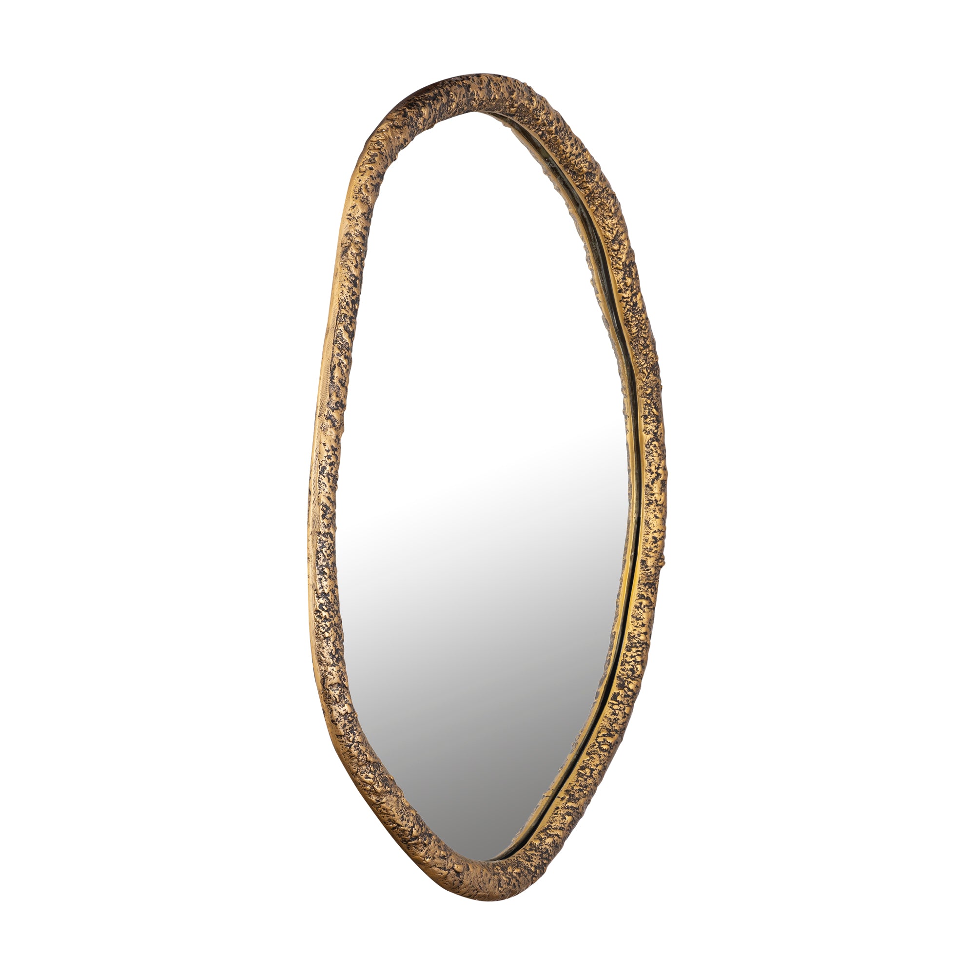 Paislie Brass Organic Shaped Mirror Round 56x3x72cm PTMD - Spiegel - PTMD - livinglovely.nl