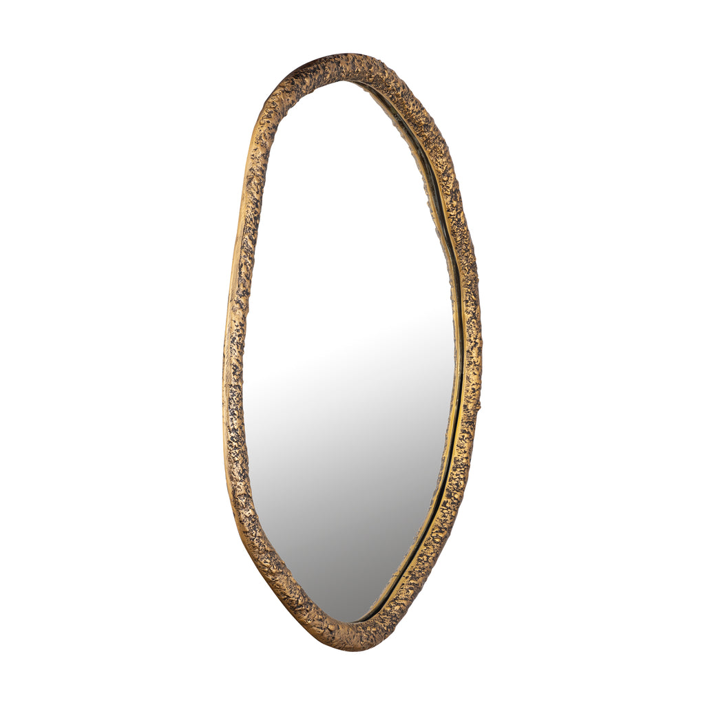 Paislie Brass Organic Shaped Mirror Round 56x3x72cm PTMD - Spiegel - PTMD - livinglovely.nl