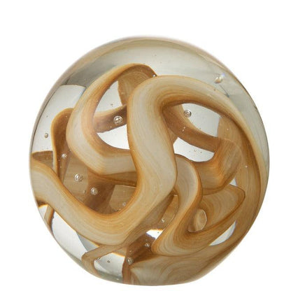 Paperweight Garland Glass Brown Large - Decoratie - J-Line - livinglovely.nl
