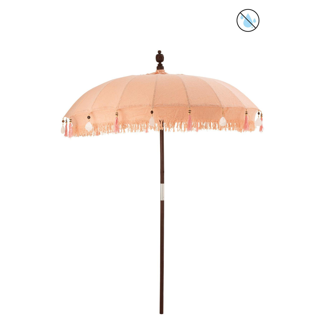Parasol Kwastjes/Schelpen Peche Hout Donker Bruin Large 188x188x250cm - Parasol - J-Line - livinglovely.nl