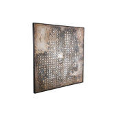 Pathe Brown Canvas Painting Rough Pattern Square van PTMD, tweede aanzicht van het schilderij op witte achtergrond