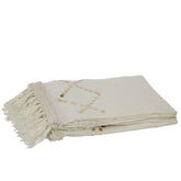 Plaid Diamanten + Franjes Katoen/Pailletten Wit/Goud - Poef - J-Line - livinglovely.nl