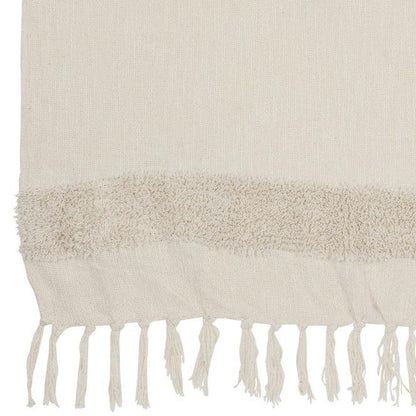 Plaid Diamanten + Franjes Katoen/Pailletten Wit/Goud - Poef - J-Line - livinglovely.nl