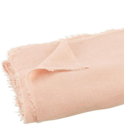 Plaid Effen Katoen/Linnen Roze 200cmx150cm - Poef - J-Line - livinglovely.nl