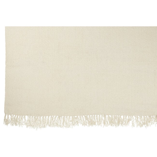 Plaid Gewoven + Franjes Viscose Wit 130x180cm - Poef - J-Line - livinglovely.nl