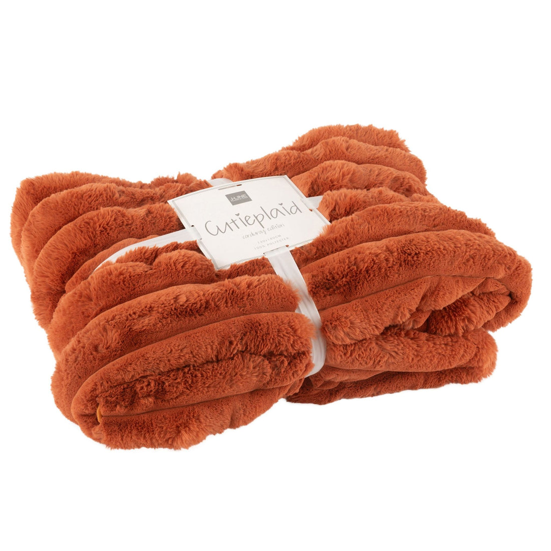Roestbruine corduroy plaid van J-Line over een bank gedrapeerd