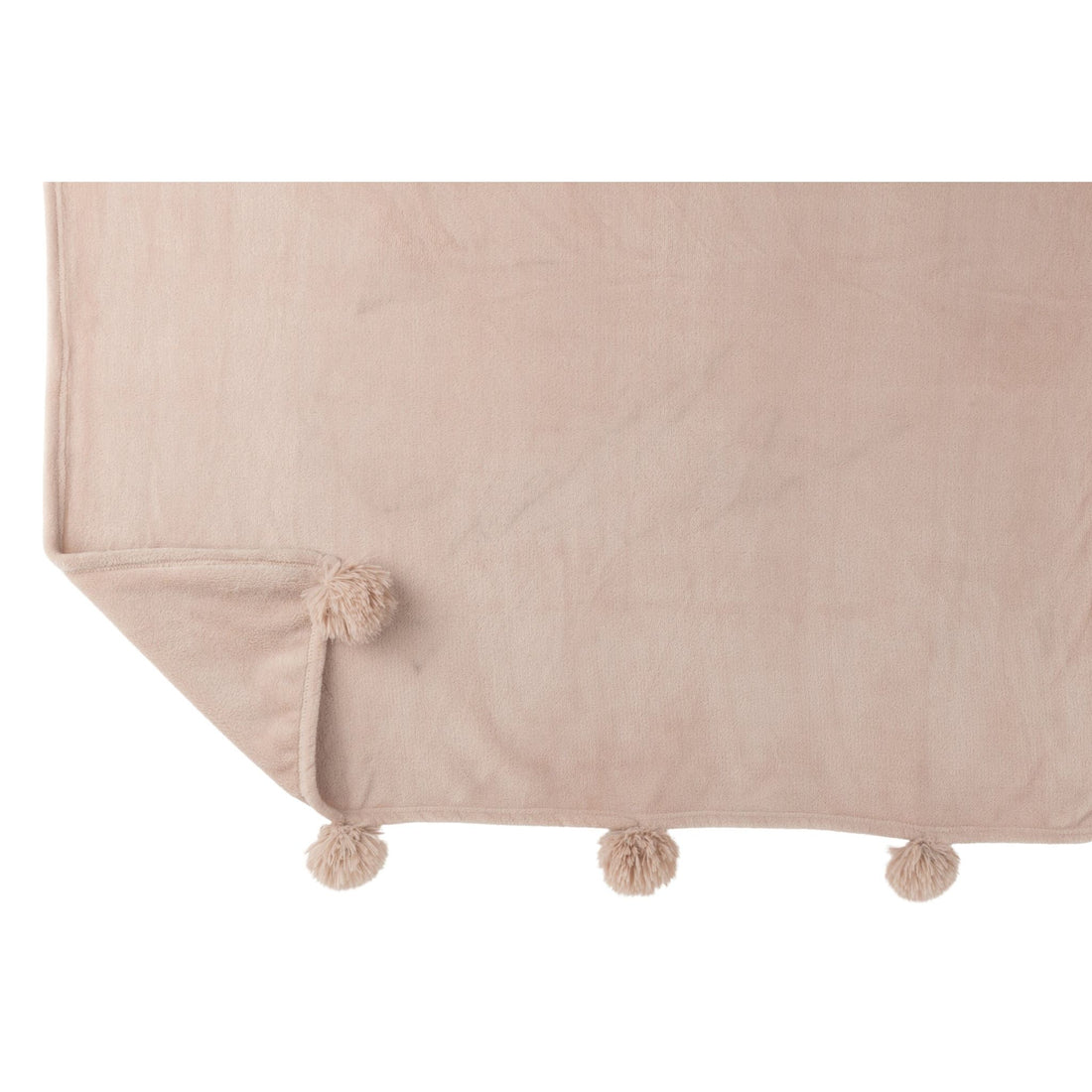 Plaid Pompom in donkerbeige polyester van J-Line met pompons