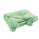 Plaid Pompom Polyester Felgroen 170cmx130cm - Poef - J-Line - livinglovely.nl