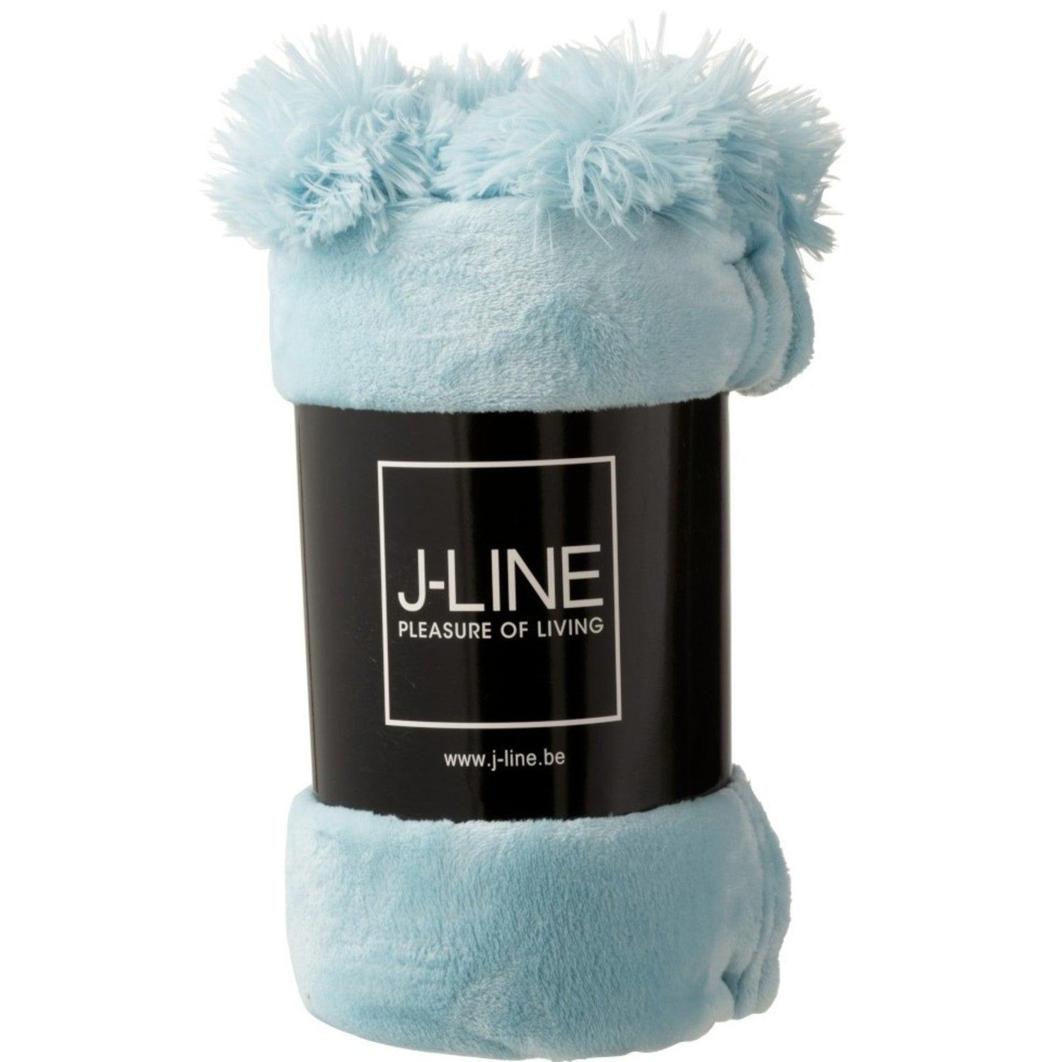 Plaid Pompom Polyester Hemelsblauw 130x170cm - Poef - J-Line - livinglovely.nl