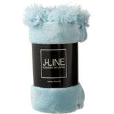 Plaid Pompom Polyester Hemelsblauw 130x170cm - Poef - J-Line - livinglovely.nl