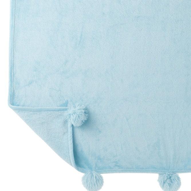 Plaid Pompom Polyester Hemelsblauw 130x170cm - Poef - J-Line - livinglovely.nl