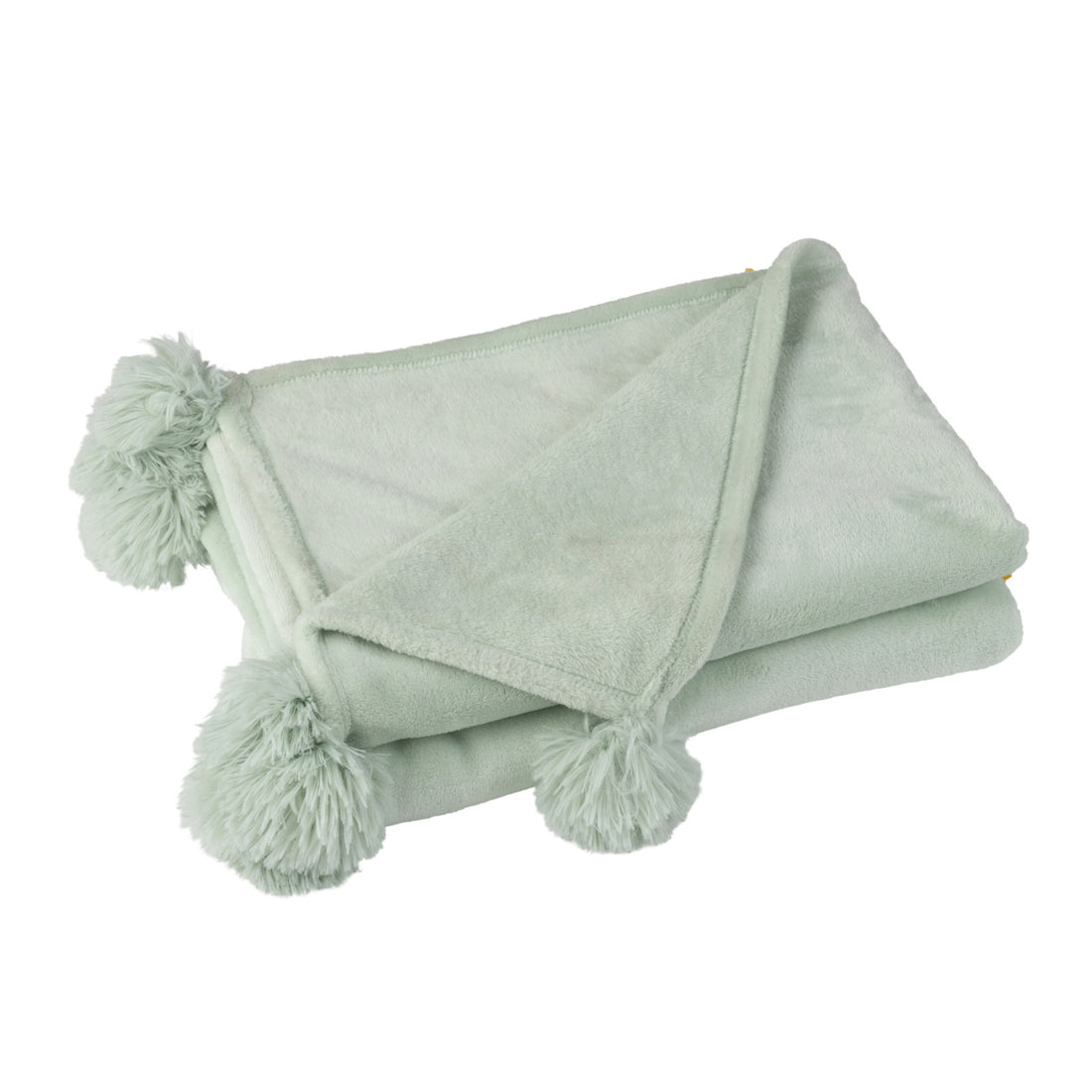 Plaid Pompom mintgroen van J-Line, L170cm x B130cm