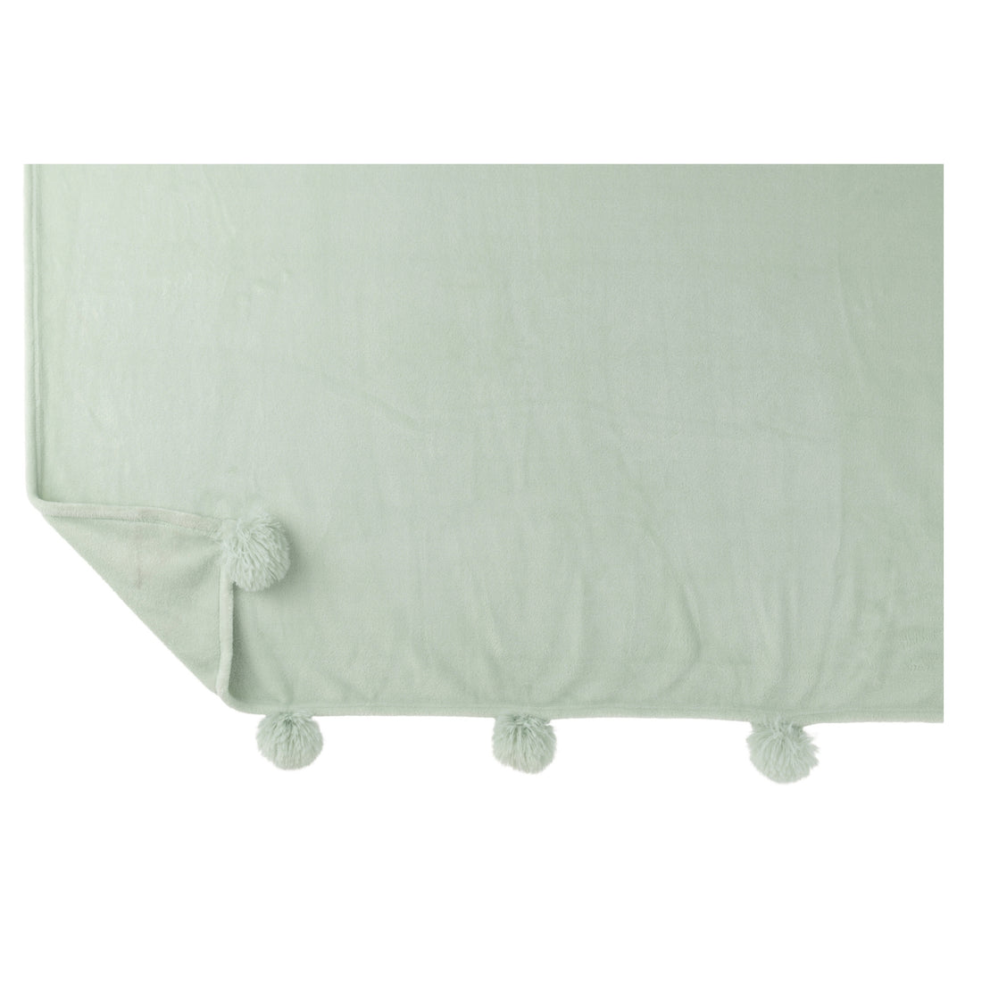 Mintgroene pompomplaid van J-Line met pompons langs de rand