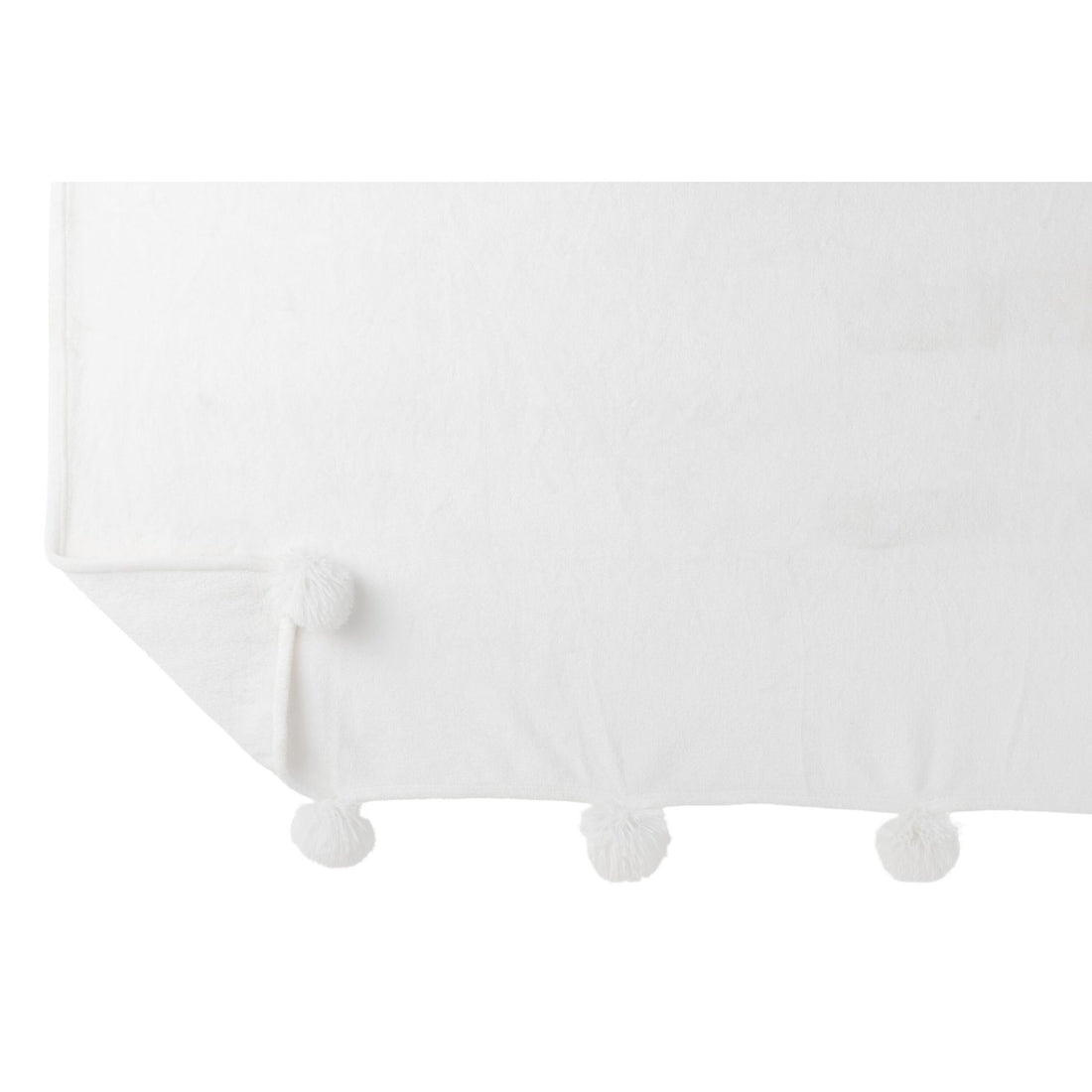 Plaid Pompom in wit polyester van J-Line met pompons langs de rand