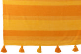 Plaid Strepen + Kwastjes Katoen Oranje J-Line 130x180cm - Poef - J-Line - livinglovely.nl