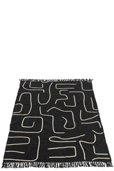 Plaid Strepen/Bogen Katoen Zwart/Wit 130x180cm - Poef - J-Line - livinglovely.nl