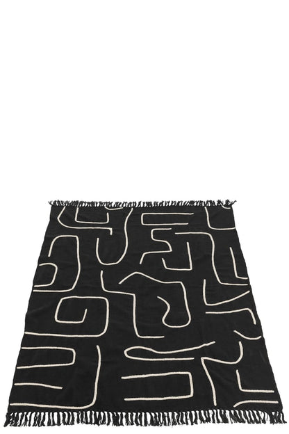 Plaid Strepen/Bogen Katoen Zwart/Wit 130x180cm - Poef - J-Line - livinglovely.nl