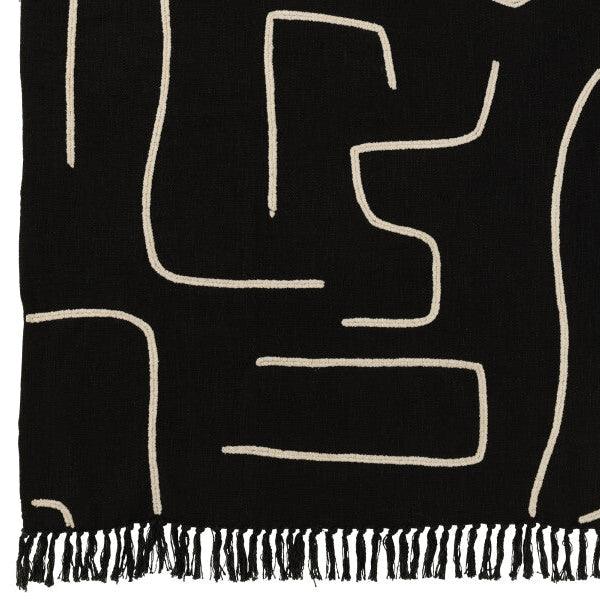 Plaid Strepen/Bogen Katoen Zwart/Wit 130x180cm - Poef - J-Line - livinglovely.nl