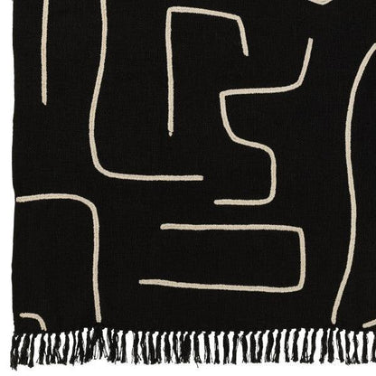 Plaid Strepen/Bogen Katoen Zwart/Wit 130x180cm - Poef - J-Line - livinglovely.nl